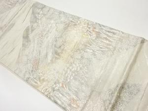 二重引箔寺社に木々・細道風景模様織出し袋帯